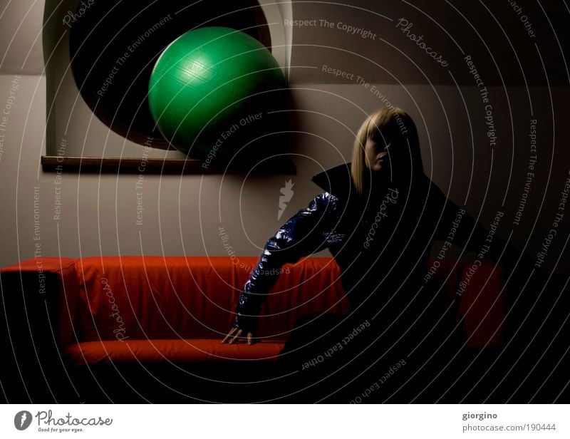 moon phase attitude Moon Fashion Red Green Blonde Woman Composing Contrast Colour Power RGB Blue wanted Come Interior design Jacket Hair Ball Window