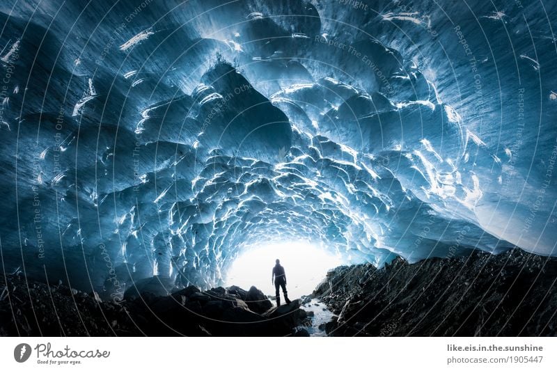 fantastic ice chapel. Adventure Androgynous Woman Adults Man 1 Human being Environment Nature Elements Winter Climate Ice Frost Snow Alps Mountain Glacier