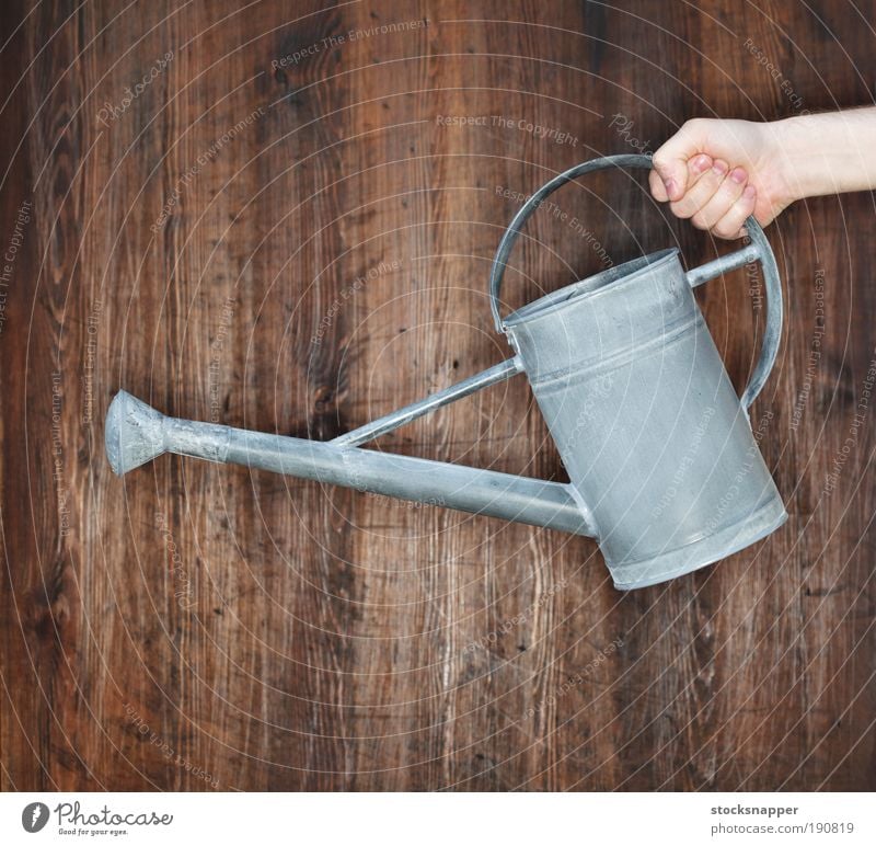 Watering can Hand holding holds Tin Metal Unrecognizable Gardening Object photography