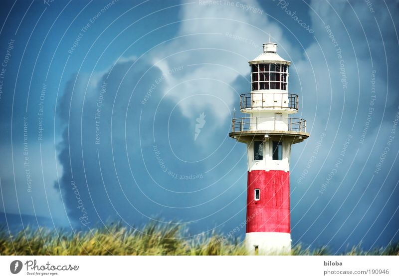 Meteorological threatening gestures Clouds Storm clouds Climate Bad weather Wind Gale North Sea Lighthouse Manmade structures Building Architecture Roof