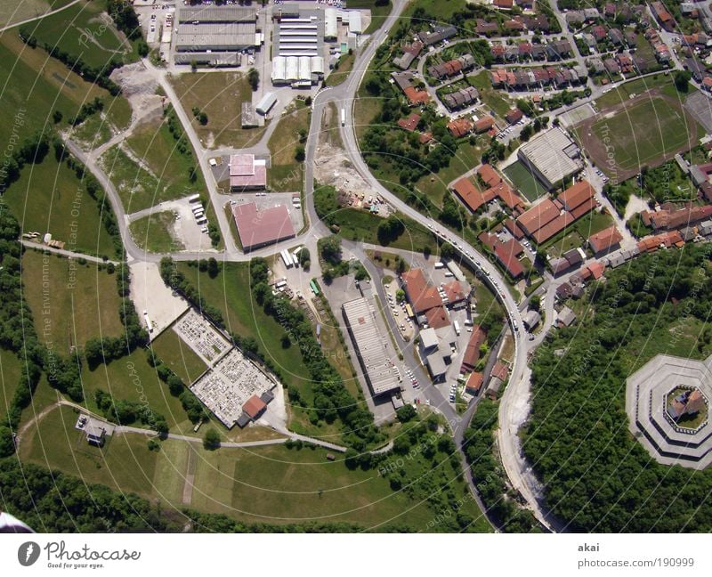 Flying over Kobarid in Slovenia Leisure and hobbies Pilot Village Small Town Outskirts Populated House (Residential Structure) Detached house Bank building