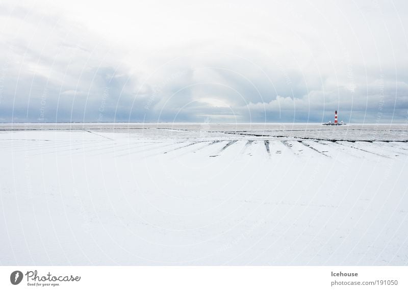 Lighthouse in the white sea Nature Landscape Sky Winter Ice Frost Snow Coast Beach North Sea Infinity White Loneliness Horizon Cold Environment Far-off places