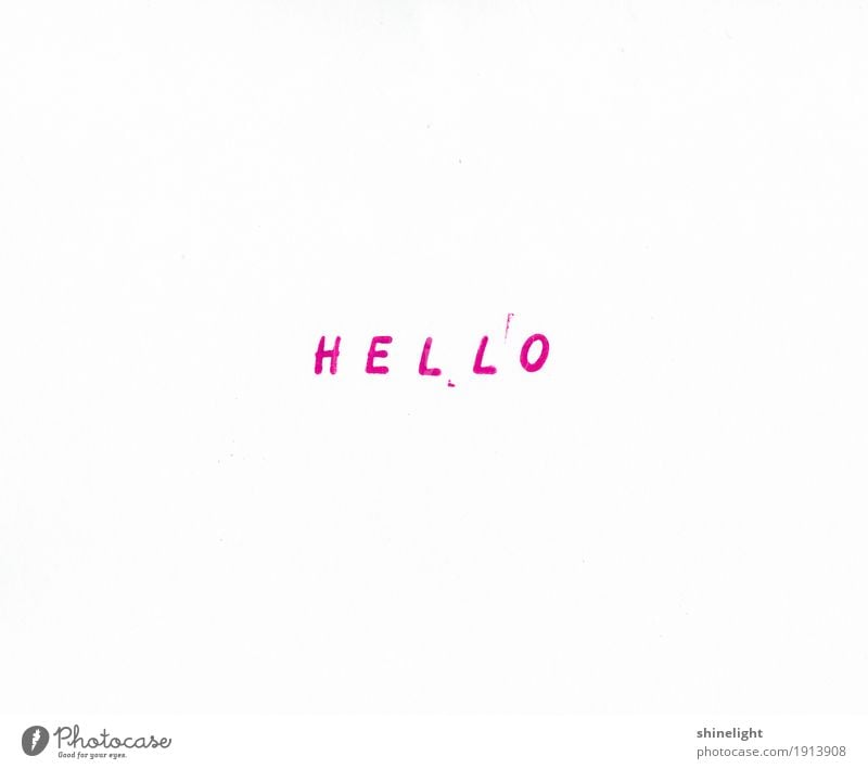 Hello Sign Characters Retro Pink White Emotions Hospitality Relationship Business Friendship Communicate Contact Team Welcome Words of greeeting Colour photo