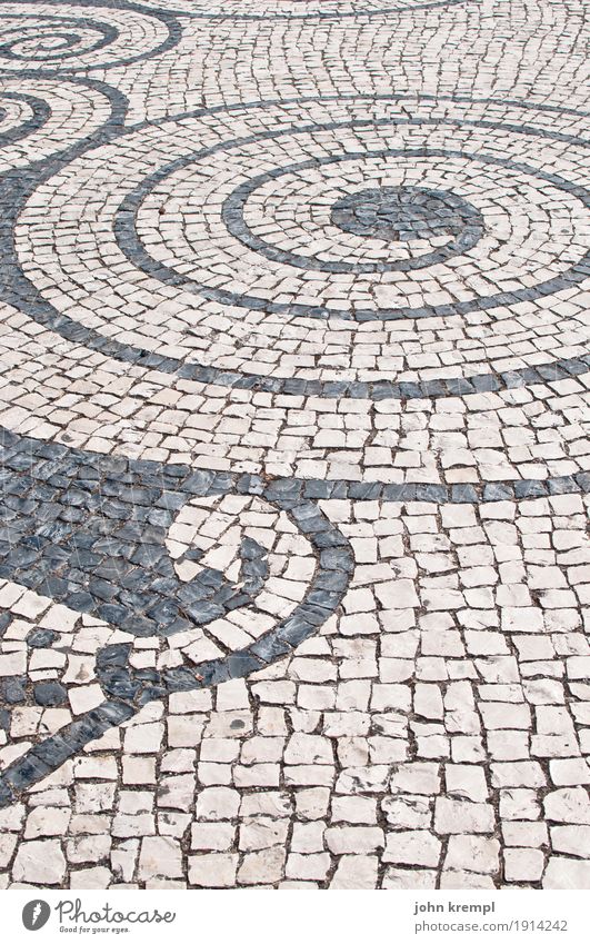spiral Lisbon Portugal Capital city Places Street Mosaic Paving stone Historic Happy Contentment Joie de vivre (Vitality) Esthetic Hope Idyll Town Spiral