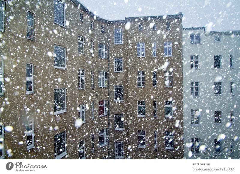 snow flurries Fire wall Facade Window House (Residential Structure) Backyard Courtyard Interior courtyard Downtown Wall (barrier) Apartment house Deserted
