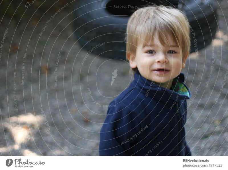 on the playground Leisure and hobbies Playing Human being Masculine Child Toddler Boy (child) Infancy Face 1 1 - 3 years Sweater Sand Smiling Authentic