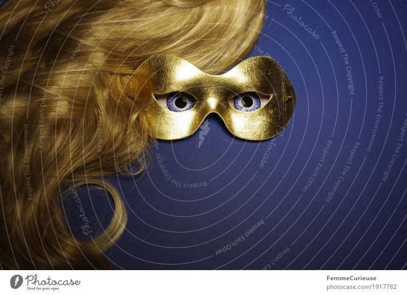 In sight (07) Hair and hairstyles Eyes Fear Blonde Wig Mask Gold Blue Hide Anonymous Dress up Carnival Masked ball Concealed Observe Looking Intensive Roleplay
