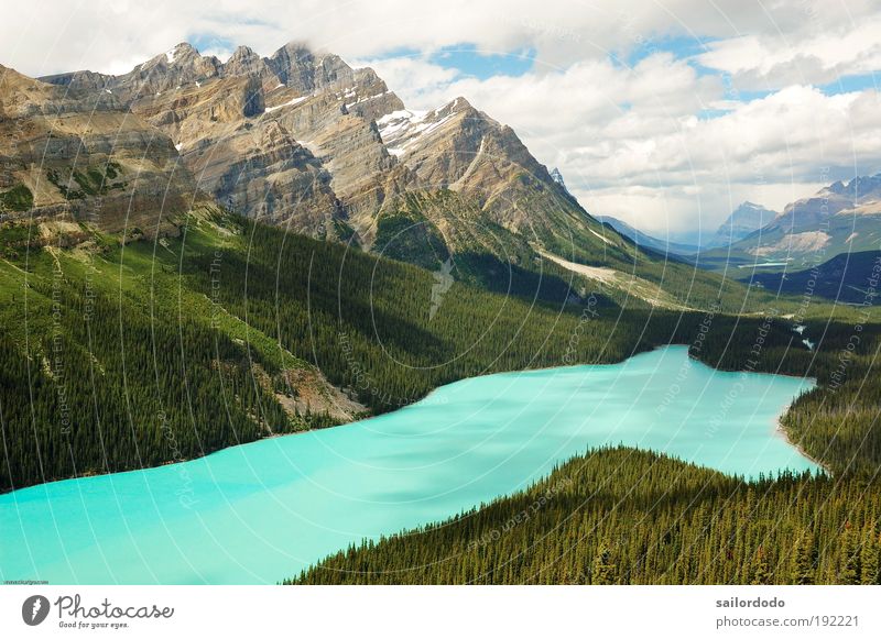 Peyto Lake - Banff National Park - Canada Environment Nature Landscape Water Clouds Rock Mountain Rocky Mountains Lakeside Peyto lake Blue Green Dream Longing