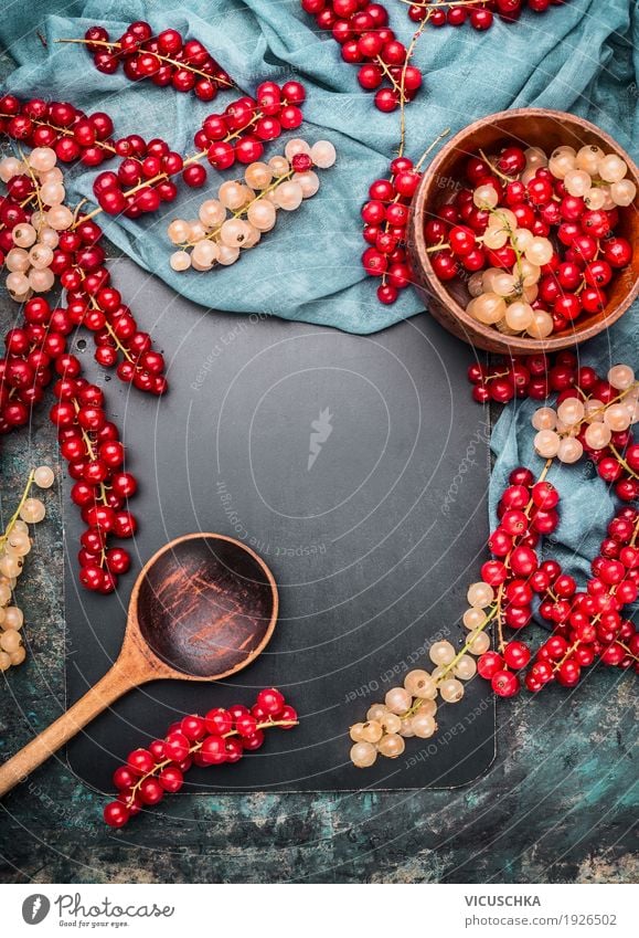 Red and white currants with bowl and wooden spoon Food Fruit Nutrition Organic produce Vegetarian diet Crockery Spoon Style Design Healthy Healthy Eating Life