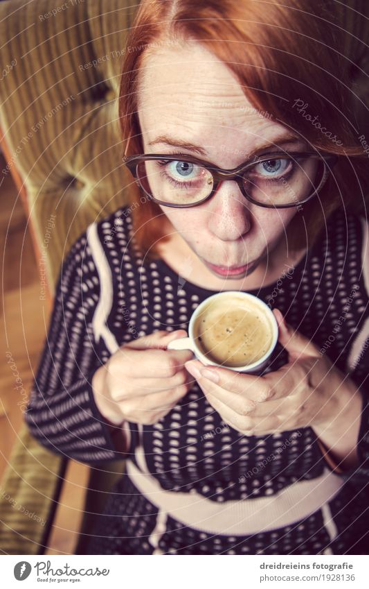 coffee break Drinking Hot drink Coffee Espresso Lifestyle Business Feminine Woman Adults Relaxation Sit Cool (slang) Brash Hip & trendy Nerdy Crazy Optimism