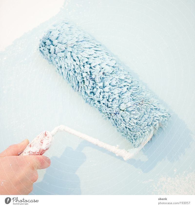 paintspread Painter Design Painting (action, artwork) Painting (action, work) Dye color roll Paintbrush Patch of colour Redecorate Wall (building) Colour Blue