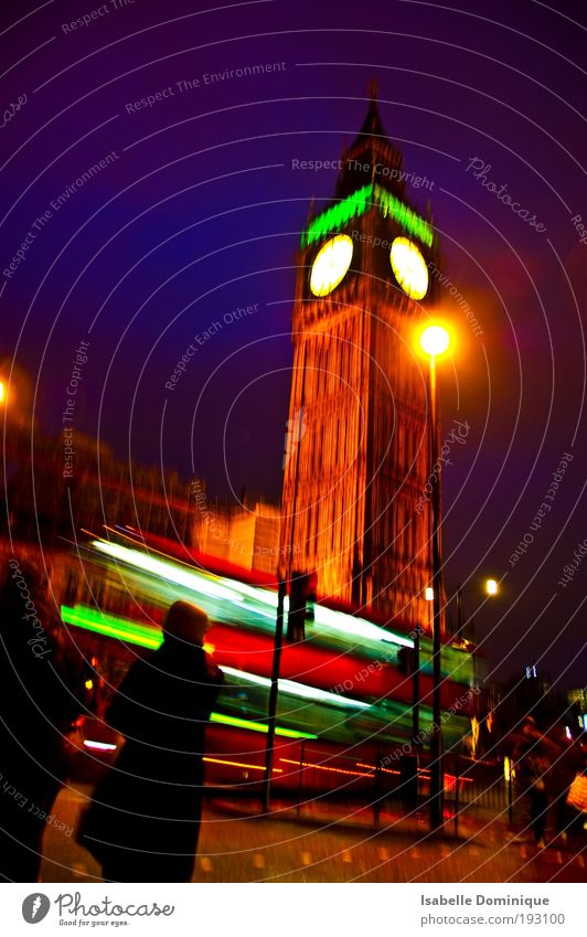 Big Ben Vacation & Travel Sightseeing City trip London England Tower Tourist Attraction Gigantic Historic Movement Colour Perspective Colour photo Night