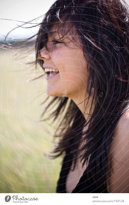 in summer wind Lifestyle Joy Hair and hairstyles Human being Feminine Young woman Youth (Young adults) 1 18 - 30 years Adults Summer Beautiful weather Wind