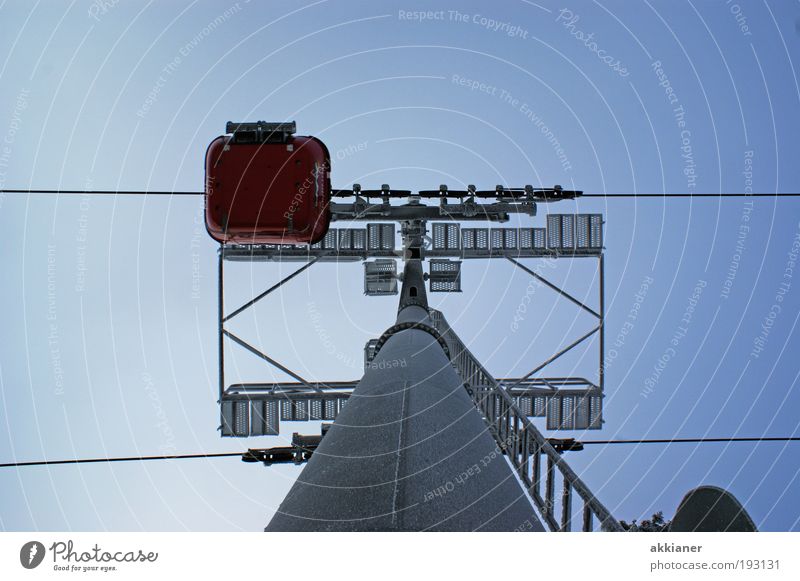 gondola lift Environment Elements Air Sky Cloudless sky Bright Tall Cable car Gondola Colour photo Subdued colour Exterior shot Day Light Worm's-eye view