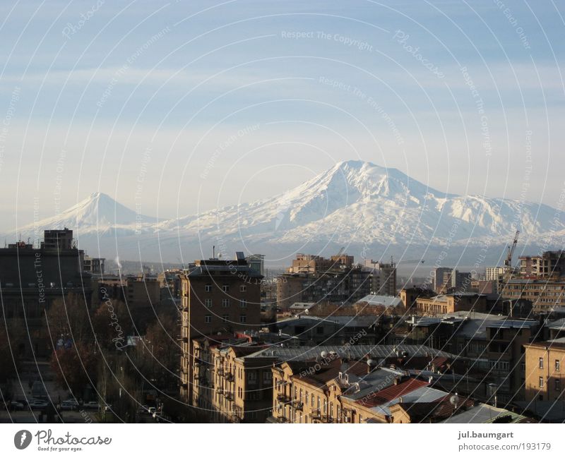 Mt. Ararat (Yerevan) Vacation & Travel Tourism Trip Far-off places Winter Nature Mountain Peak Snowcapped peak Glacier Volcano Town Capital city Downtown