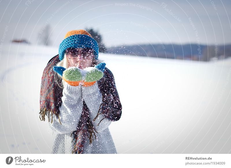 Jule | Winter fun Human being Feminine Young woman Youth (Young adults) 1 18 - 30 years Adults Environment Nature Landscape Beautiful weather Ice Frost Snow