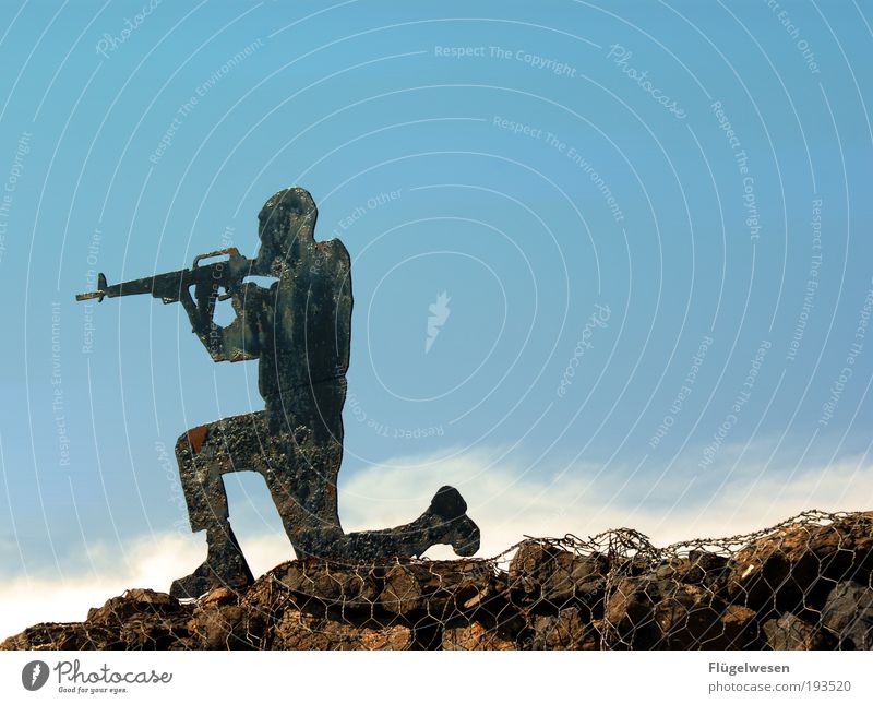 Frozen Warriors Sky Force Rifle Army Defensive Antagonism Colour photo Exterior shot Day Soldier Shoot Target Neutral Background