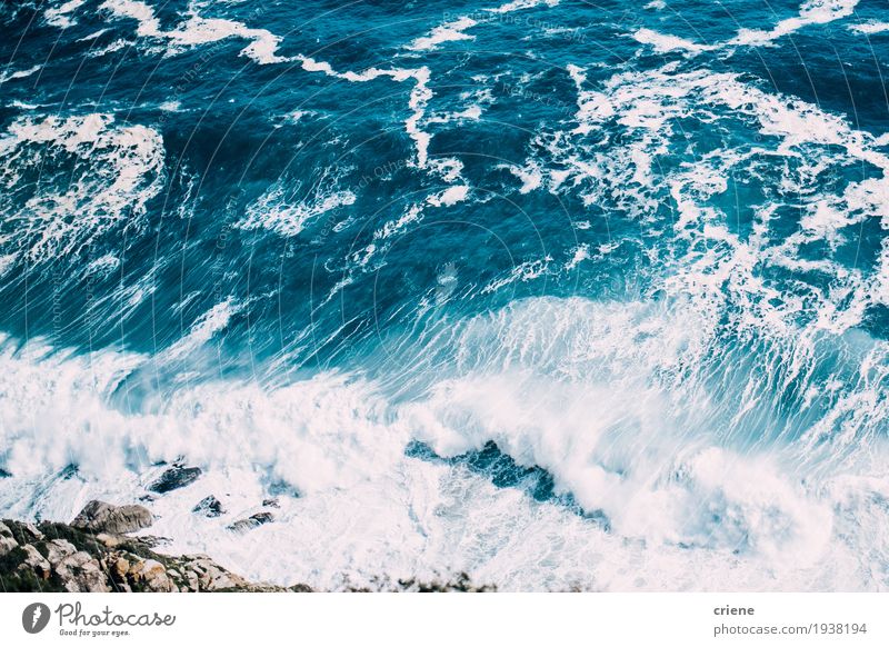 Bright blue ocean and waves from above Lifestyle Beautiful Vacation & Travel Tourism Adventure Summer Summer vacation Ocean Island Waves Nature Landscape