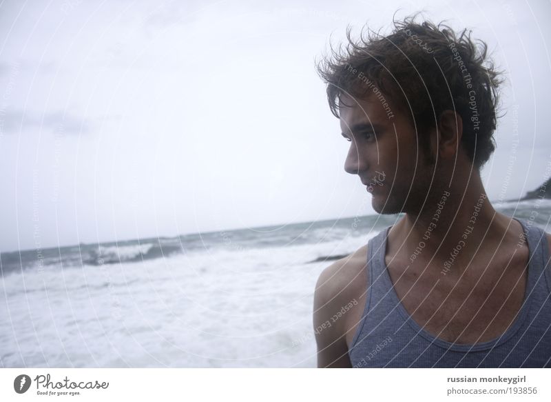 livornian christopher Masculine Young man Youth (Young adults) 18 - 30 years Adults Nature Sky Bad weather Wind Beach Ocean Adriatic Sea Brunette Blonde