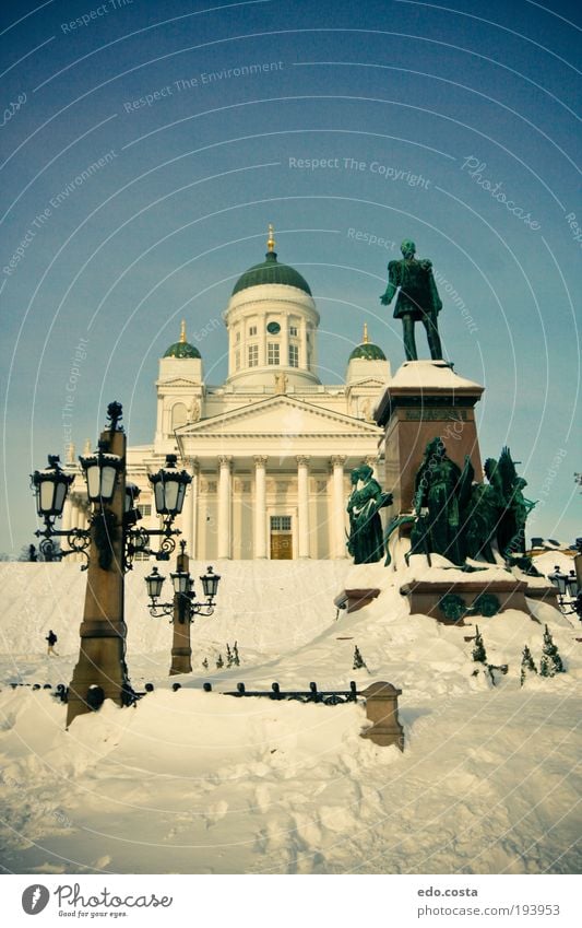 |Helsinki|#3| Vacation & Travel Tourism Trip Winter Snow Winter vacation Art Sculpture Finland Europe Capital city Church Dome Tourist Attraction Monument Blue