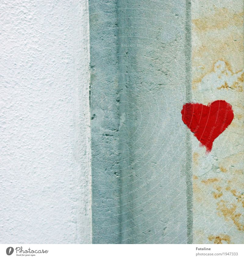 A heart for YOU! Stone Concrete Sign Graffiti Heart Gray Red White Wall (barrier) Wall (building) Sincere Colour Art Colour photo Multicoloured Exterior shot