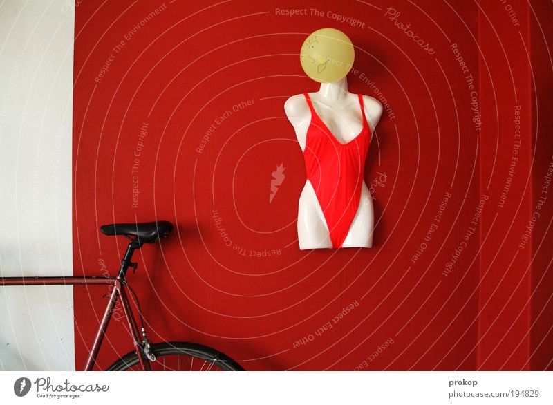 bike watch Living or residing Flat (apartment) Wallpaper Room Living room Hip & trendy Athletic Red Safety Protection Bizarre Design Bicycle Bikini Torso