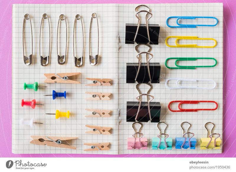 Pins and paper clips collection, pink background Lifestyle Style Art Artist Adventure Design Colour photo Multicoloured Close-up Detail Macro (Extreme close-up)