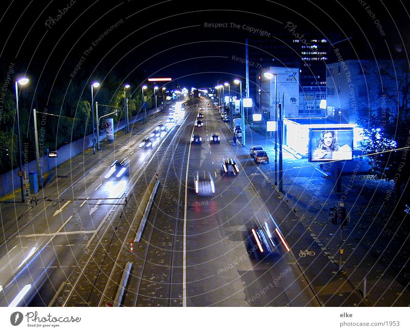 night ride Night Long exposure House (Residential Structure) Advertising Lamp Light Transport Car Street