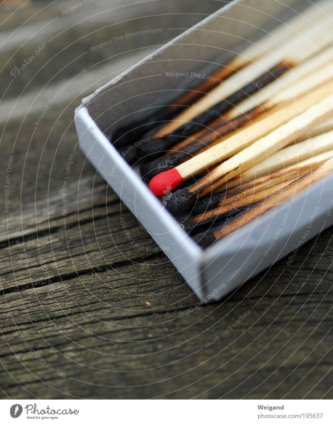 Your chance Senses Handicraft Decoration Wood Gray Red Black Match Lighter Fire Risk Loneliness Brave Burnt Chance Individual Colour photo Exterior shot