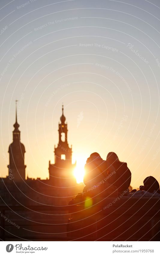 #A# Winter sun Painting and drawing (object) Esthetic canaletto Dresden Saxony Skyline Joie de vivre (Vitality) Sunset Dresden Hofkirche Tourist Attraction