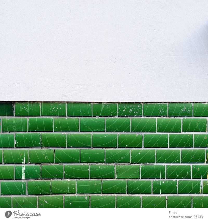 Old and New Wall (barrier) Wall (building) Facade Green White Tile Insulation exterior wall Plaster Dye whitewashed Fresh paint Painter klekse botched