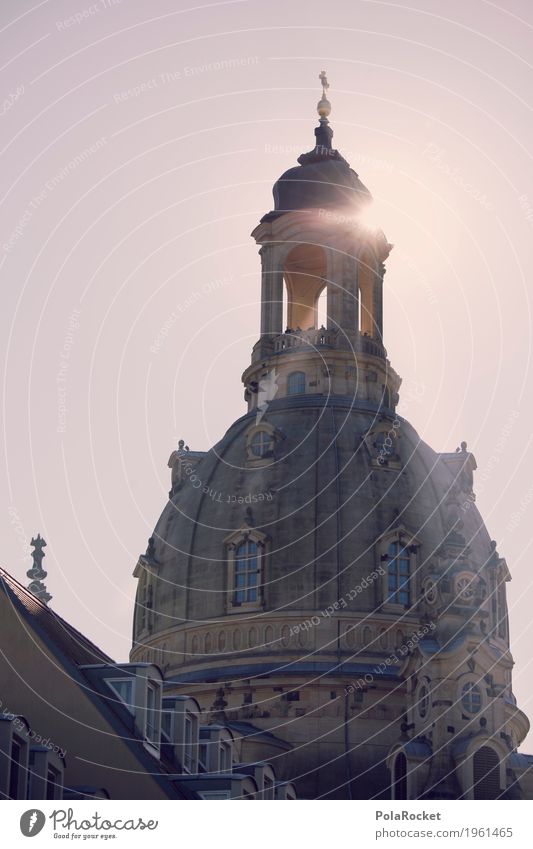 #A# Dresden in view IV Art Esthetic Frauenkirche Saxony Church Domed roof Sunbeam Summer City trip Tourism Tourist Attraction Roof Capital city Vantage point