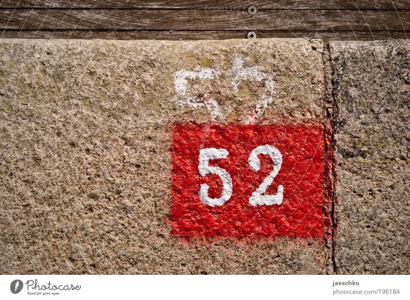 Congratulations card? Stone Wood Digits and numbers 52 Old Authentic New Red Change House number Dye Renewal Superimposed Paving stone Parking space
