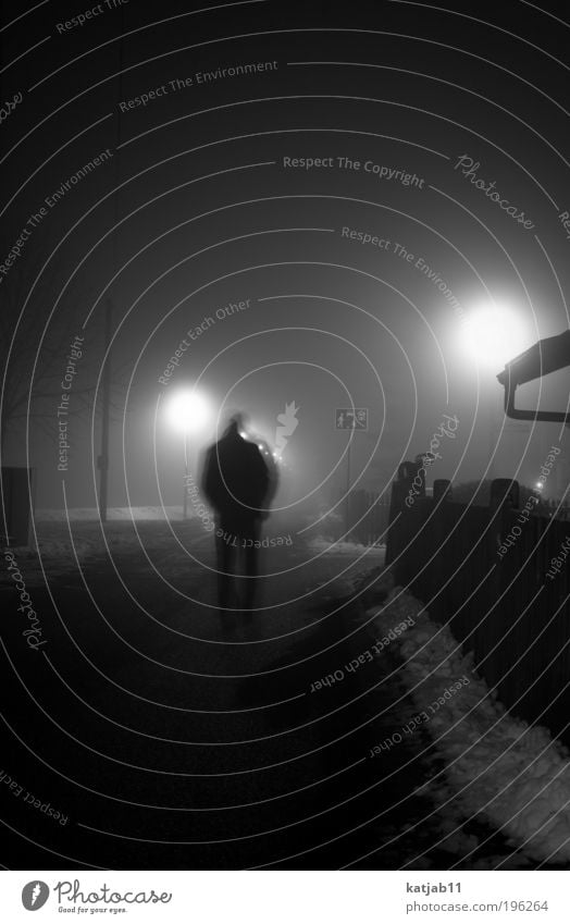 Killing Mood Human being Masculine Man Adults 1 Village Street Creepy Black & white photo Exterior shot Copy Space top Night Shadow Contrast Silhouette