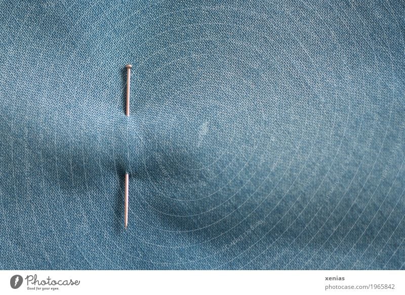 there's a needle in the blue fabric Handcrafts Stitching Housekeeping Pin Cotton plant Blue Silver To plunge Sewing meek Cloth Embroider sewing