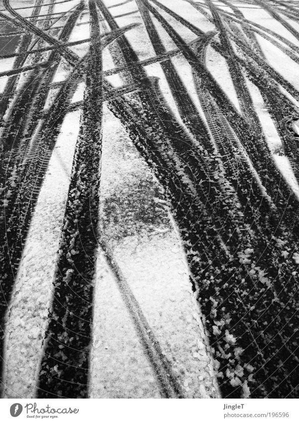 cold tracks Asphalt Street Pavement Ice Snow Cold Tire tread Tracks Winter Frost slide Skid Photos of everyday life