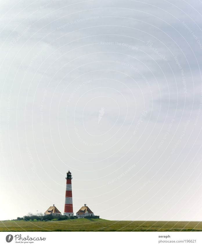 Lighthouse Westerhever march meadow North Sea Baltic Sea Schleswig-Holstein object of interest North Frisland Frisia Tide salt marshes ebb flood maritime coast