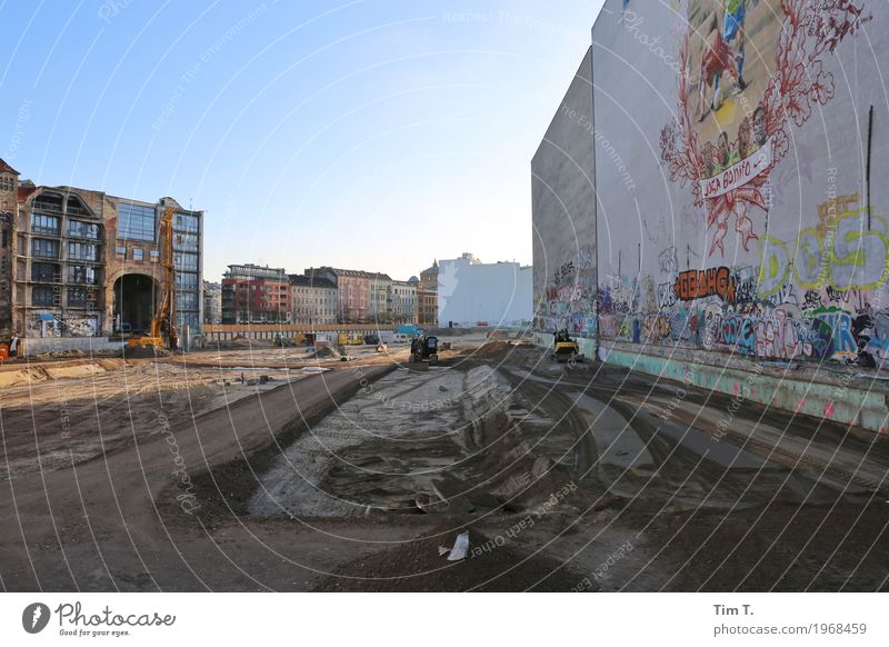 friedrichstraße Berlin Town Capital city Downtown Old town Skyline Deserted Trade tacheles Construction site New building Colour photo Exterior shot Morning Day