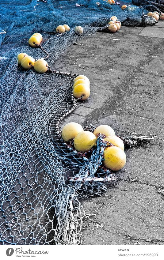 nets Coast Lakeside Ocean Blue Yellow Fishery Harbour Fisherman Net Fishing net Fishing (Angle) Dry Sphere Interlaced Node Colour photo Exterior shot