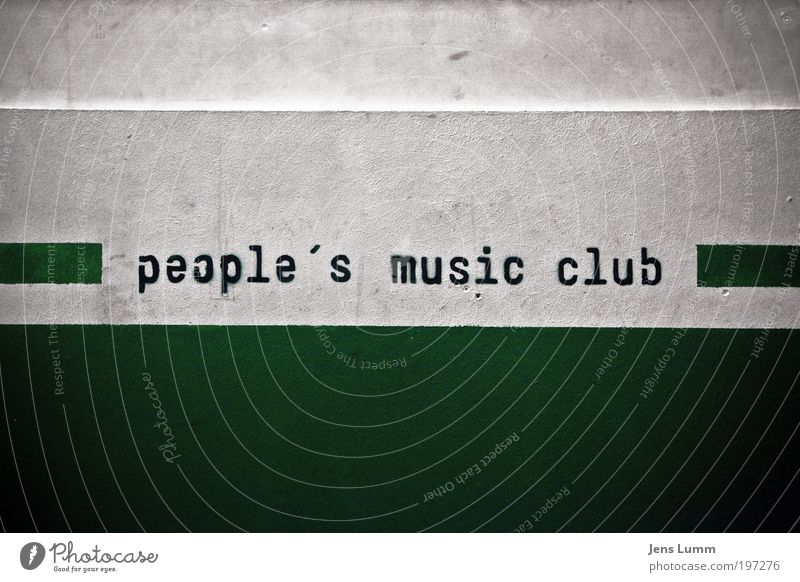 People's music club Night life Event Music Club Disco Going out Feasts & Celebrations Dance Green White Joy Wall (building) Dirty Stencil letters Colour photo