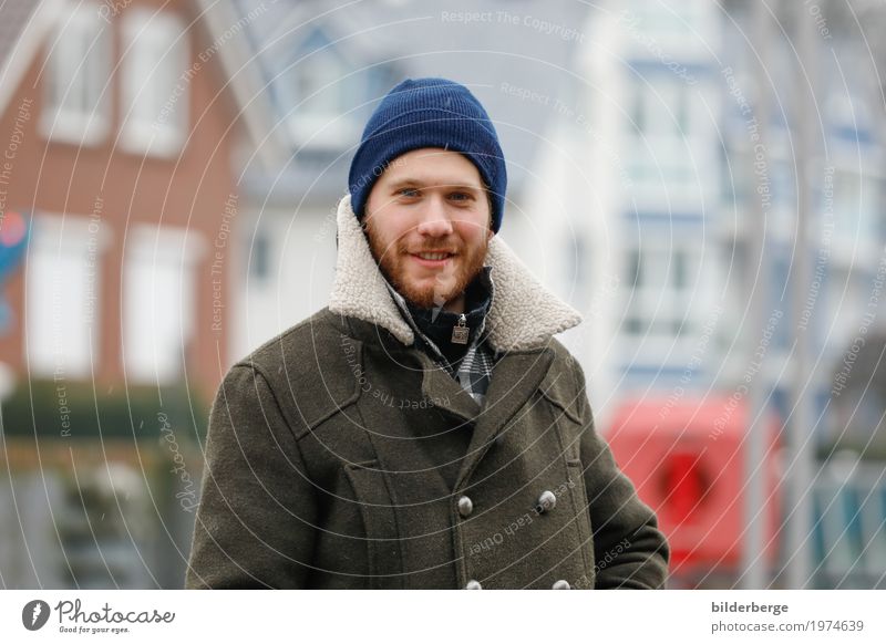 David Ocean Work and employment Masculine Man Adults Environment Coast Fjord Lake Harbour Navigation Fishing boat Jacket Cap Red-haired Beard Moody Colour photo
