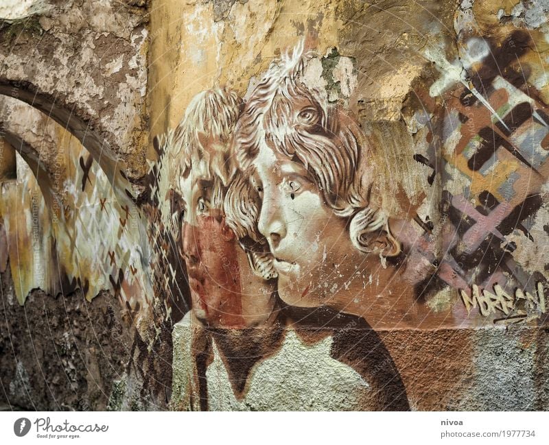 angels Masculine Man Adults 2 Human being Art Artist Painter Work of art Graffiti Morocco Village Small Town Wall (barrier) Wall (building) Facade