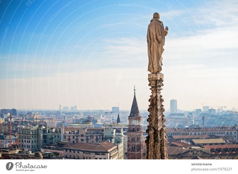 The Guardian Body Museum Sculpture Horizon Spring Milan Town Stone Wait Warmth Blue Optimism Power Patient Far-off places Earth Prayer Italy Duomo Catedral