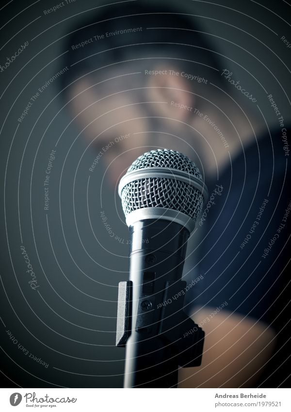 studio microphone Event Music Human being Masculine Body Retro Creativity speak recording musician black suit portrait holding conference professional Jazz back