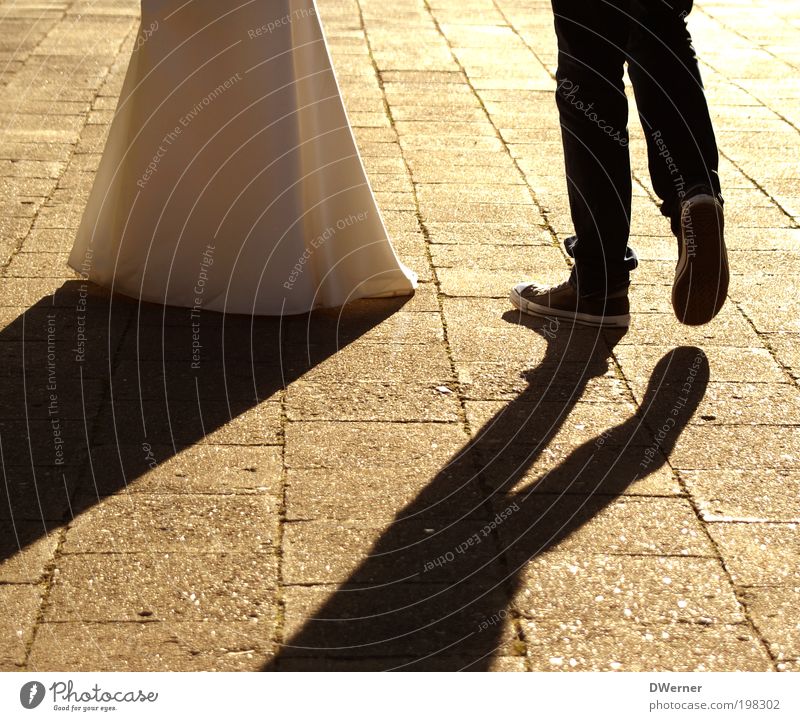 just married III Lifestyle Elegant Style Design Feasts & Celebrations Wedding Masculine Feminine Couple Partner Dress Footwear Stone Kissing Walking Dance Brash