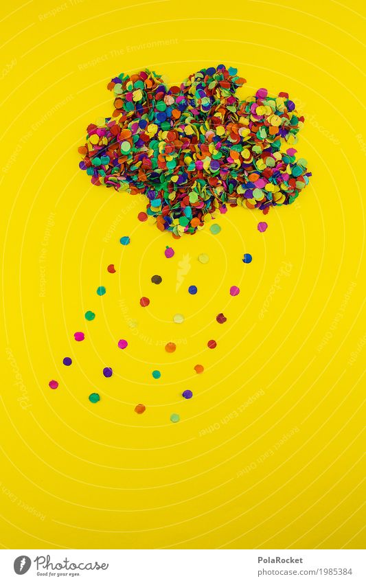 #S# Confetti rain Joy Cool (slang) Hip & trendy Happiness Yellow Rain Clouds Point Multicoloured Party Colour photo Studio shot Detail Deserted Artificial light