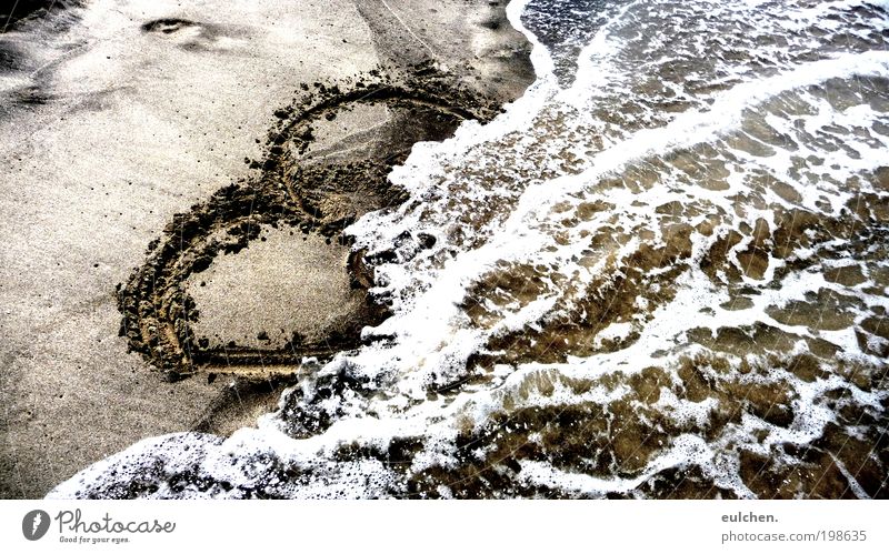 Heart flood. Summer Waves Beach Ocean Sign Colour photo Exterior shot Sunlight Day