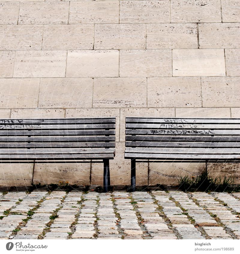 banking secrecy Retirement Closing time Bench Stone Wood Relaxation Brown Calm Loneliness Serene Colour photo Subdued colour Exterior shot Deserted