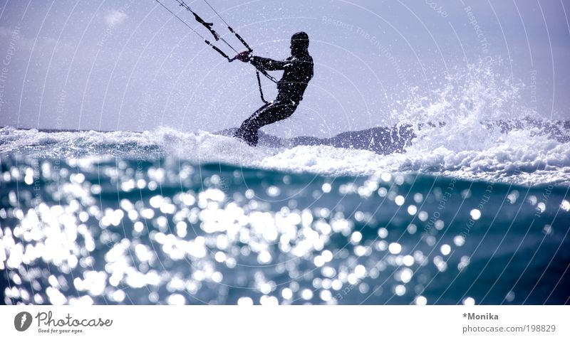 Kiters in Sardinia Summer Sun Ocean Waves Sports Aquatics Sportsperson kiteboarding 1 Human being Water Drops of water Athletic Hip & trendy Wet Blue Joy