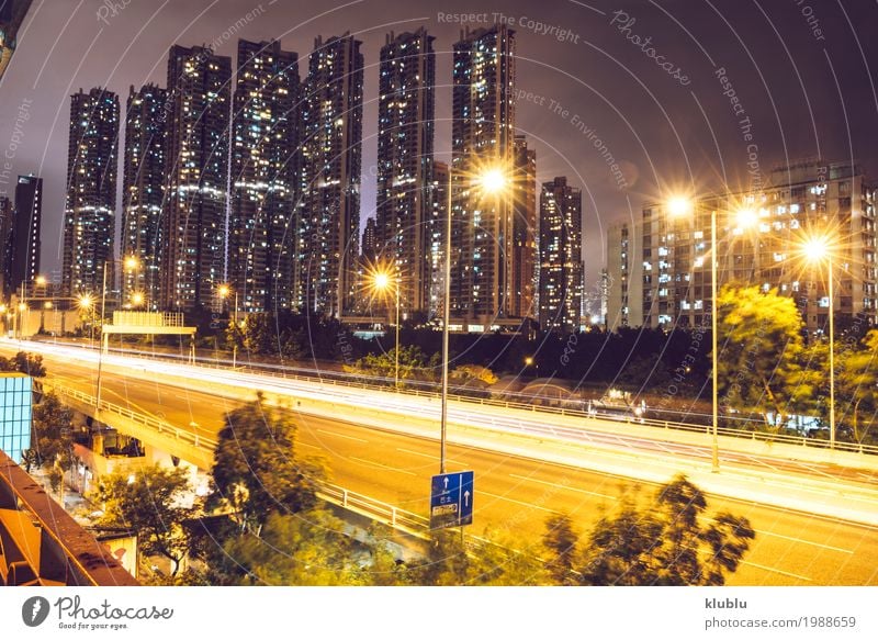 A traffic in the city in long exposure, Hong Kong Life Vacation & Travel Tourism Trip Landscape Transport Street Vehicle Car Movement Long Modern City Exposure